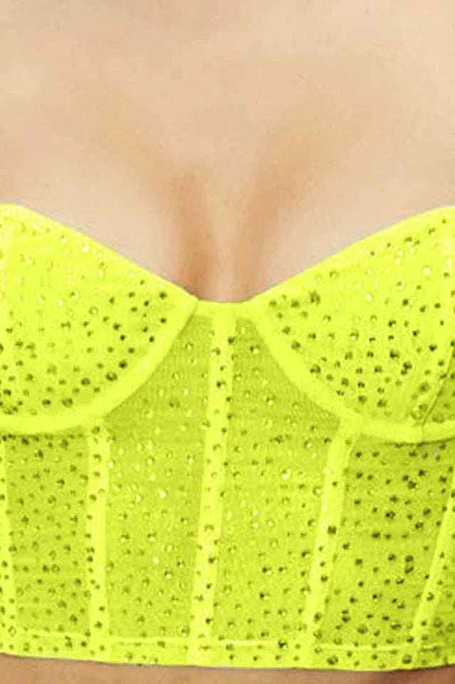 Tropical Dream Embellished Bustier Crop Top - TEVQA