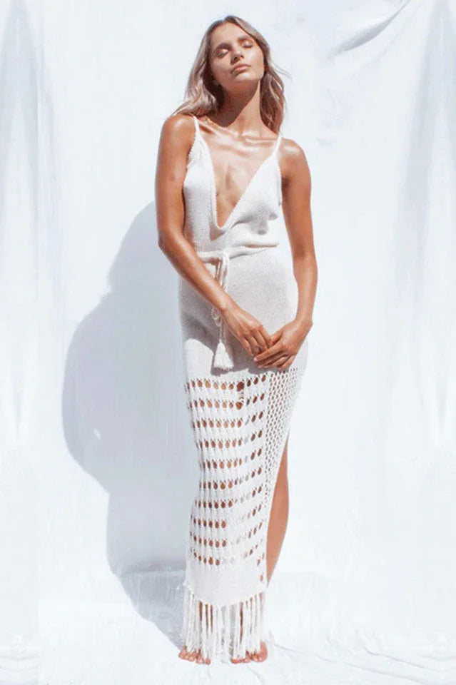 Crochet Maxi Dress - View 6 | TEVQA