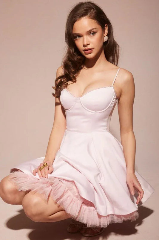 Mademoiselle Ballerina Pink Tulle Mini Dress - TEVQA