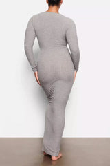 Ribbed Knit Square Neck Maxi Dress - View 9 | TEVQA