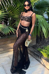 Black lace maxi skirt set - View 9 | TEVQA