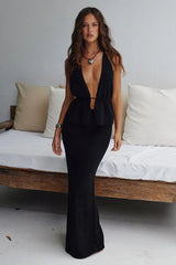 Halter knit top and maxi skirt set - View 6 | TEVQA