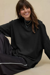 Comfy Chic Raw Seam Oversized Sweatshirt - TEVQA