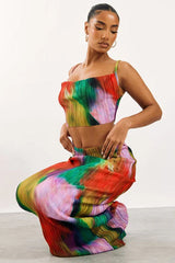 Pleated cow neck top and maxi skirt set - View 27 | TEVQA