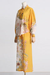 Floral Linen Shirt and Wide Leg Pants Set - View 8 | TEVQA