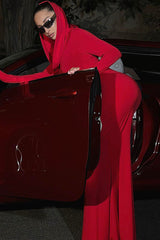 Solid Hooded Bodycon Maxi Dress | Dress In Beauty