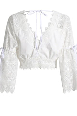 White lace maxi skirt set with cropped top - View 8 | TEVQA