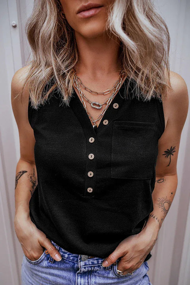 Casual V-Neck Tank Top - View 6 | TEVQA
