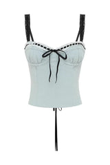 Fitted Strappy Corset Top with Ribbon Detail - View 6 | TEVQA