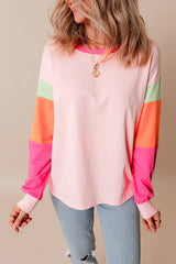 Playful Color Block Long Sleeve Top - TEVQA