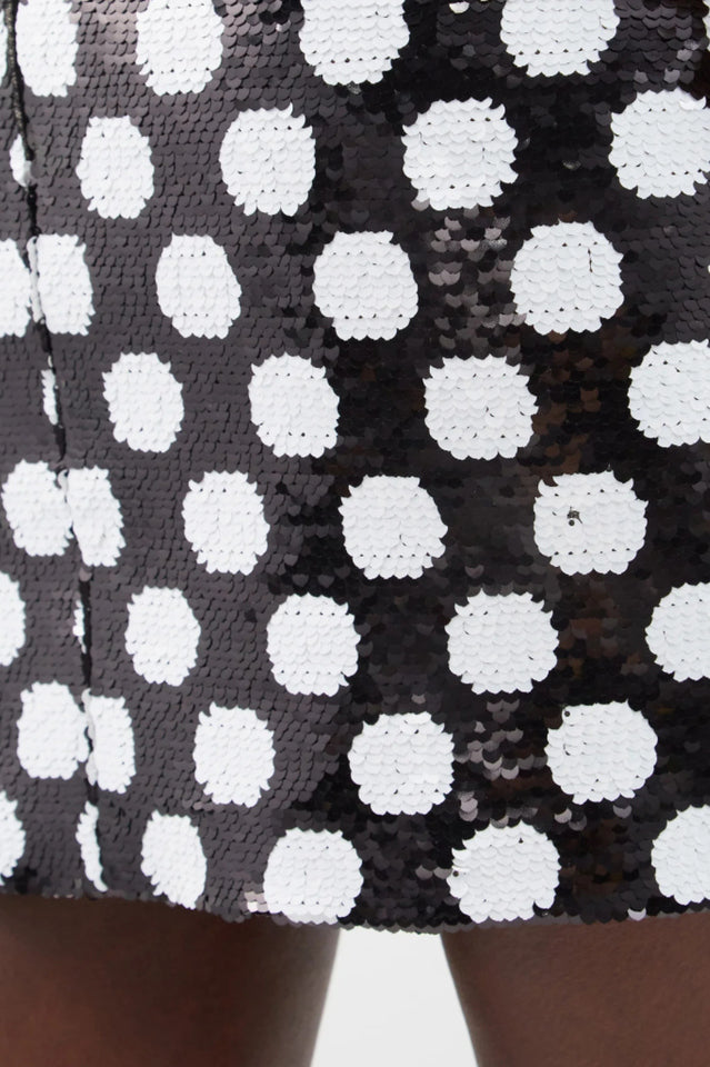 Feather Trim Polka Dot Sequin Dress | Dress In Beauty