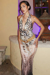 Lace Up V Neck Backless Maxi Dress | Dress In Beauty