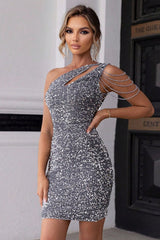 Chain Detail Sequined Tight Dress | Dress In Beauty