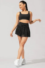 Pirouette Skort with Ruffled Tulle and Drawstring Waist - View 9 | TEVQA