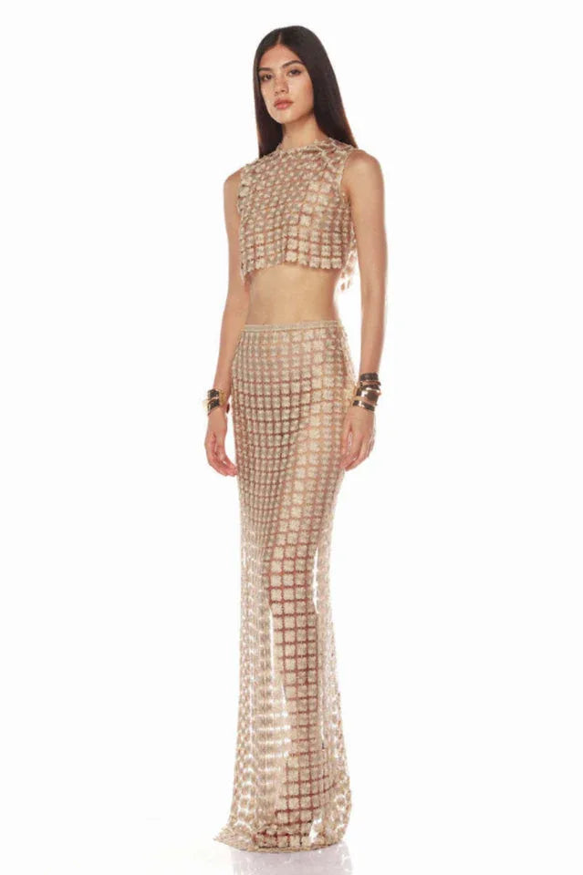 Saia Champagne Crochet Set - TEVQA