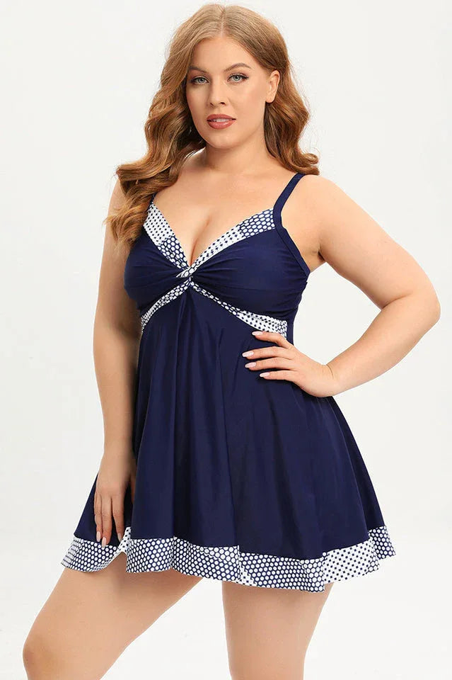 Plus size tankini swimsuit with skirt overlay - View 7 | TEVQA