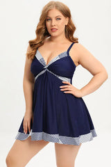 Plus size tankini swimsuit with skirt overlay - View 7 | TEVQA