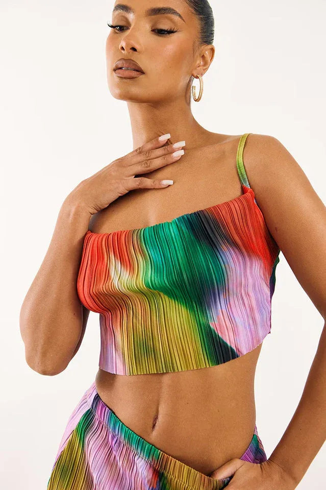 Pleated cow neck top and maxi skirt set - View 30 | TEVQA