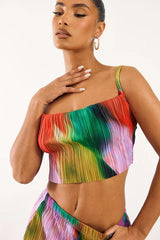 Pleated cow neck top and maxi skirt set - View 30 | TEVQA