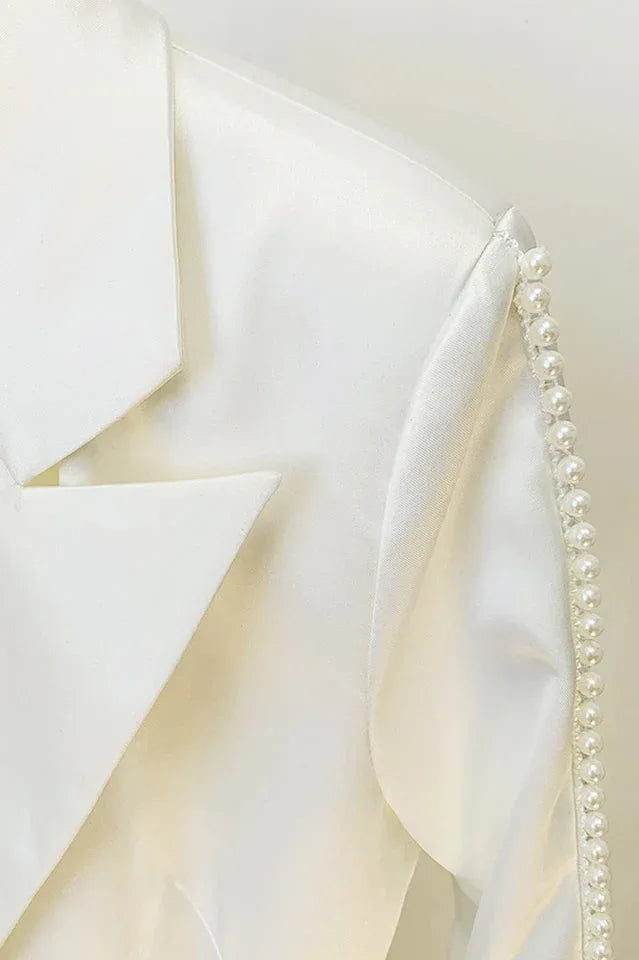 Ossie Pearl Embellished Cutout Blazer Set - TEVQA