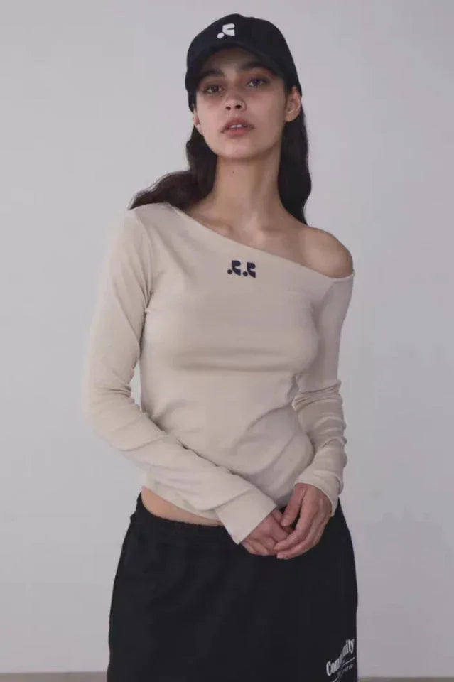 Harper Minimalist One Shoulder Long Sleeve Top - View 6 | TEVQA