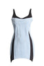 Bi-Material Spiral Denim Dress - TEVQA