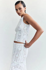 Crochet knit midi skirt set - View 8 | TEVQA