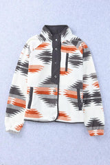 Western Aztec Print Fleece Jacket - TEVQA