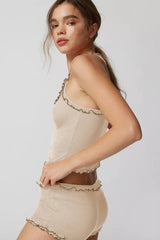 Ribbed knit corset top and shorts set - View 12 | TEVQA