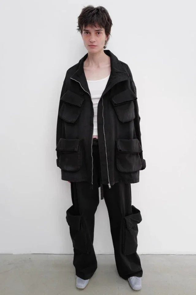 Washed rolled cargo pants - View 6 | TEVQA