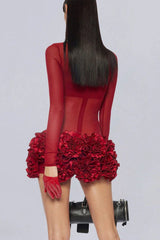 Mock Neck Mini Dress - View 6 | TEVQA