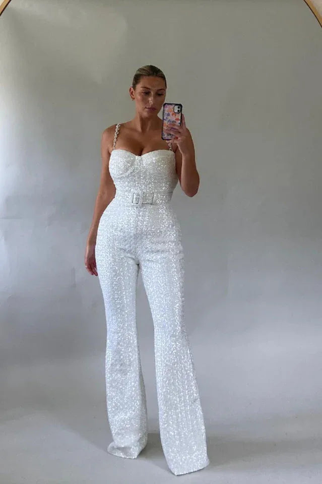 Lucinda Gold Sequin Jumpsuit - View 13 | TEVQA