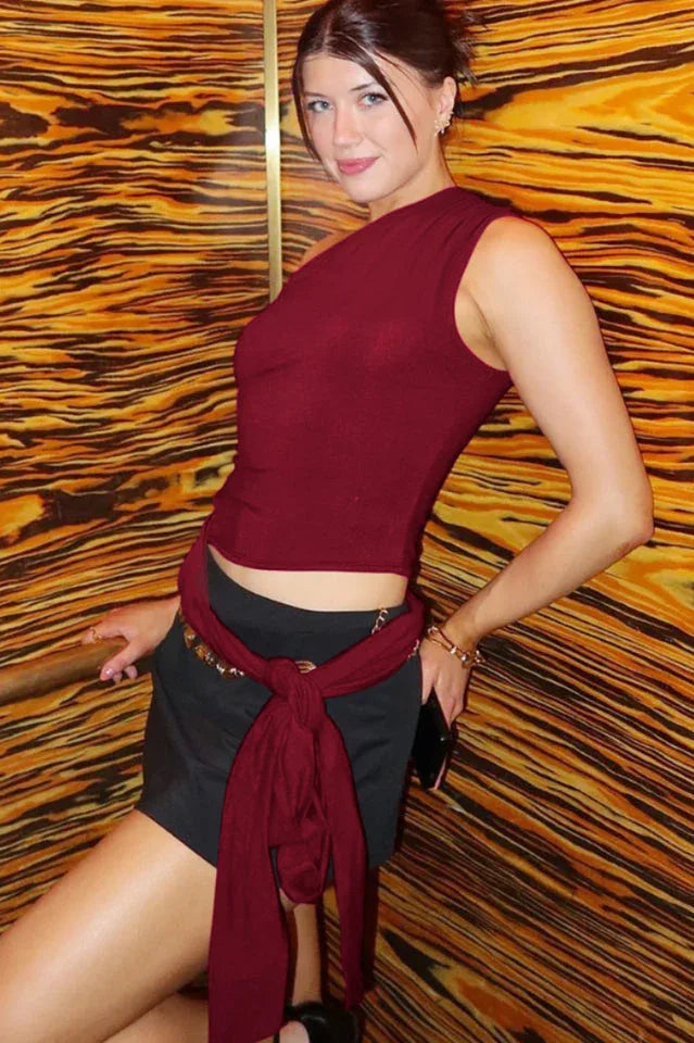 Chic One Shoulder T-Shirt - TEVQA