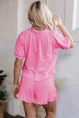 The Weekender Pink Ruffle Matching Set - TEVQA