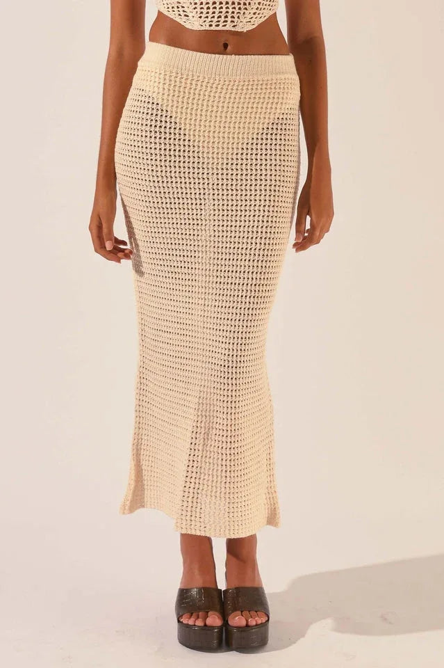 Crochet knit midi skirt set - View 7 | TEVQA