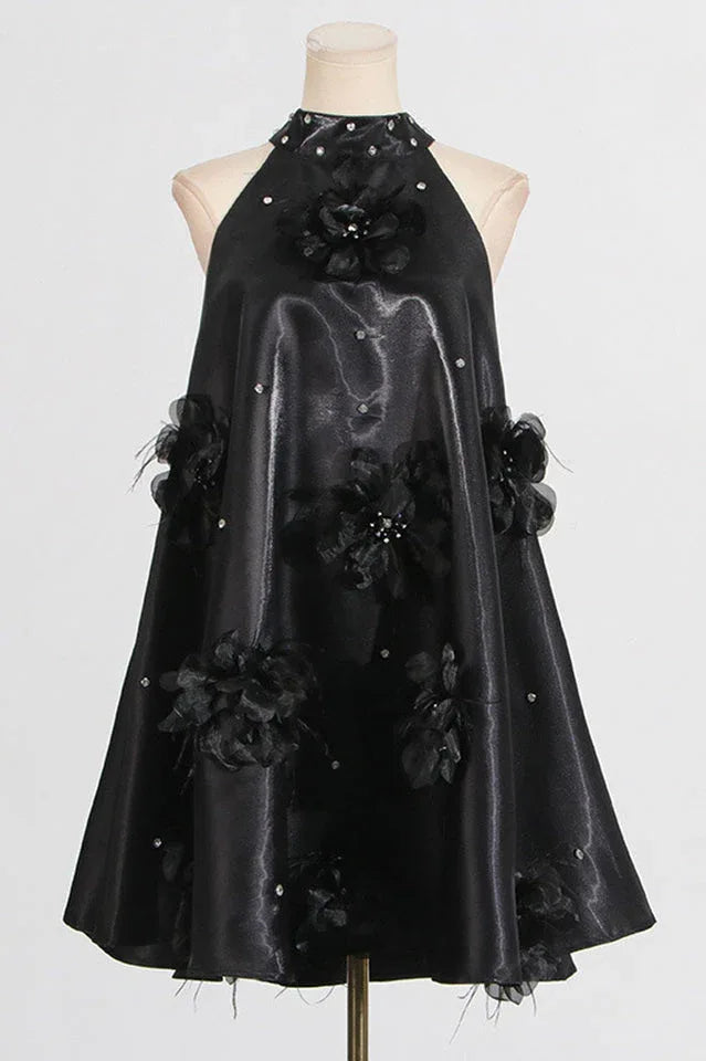 Princess mini dress with floral appliqués - View 6 | TEVQA