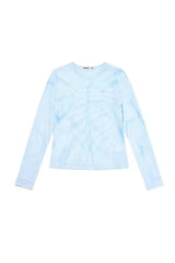 Ribbon Print Mesh Top - View 6 | TEVQA