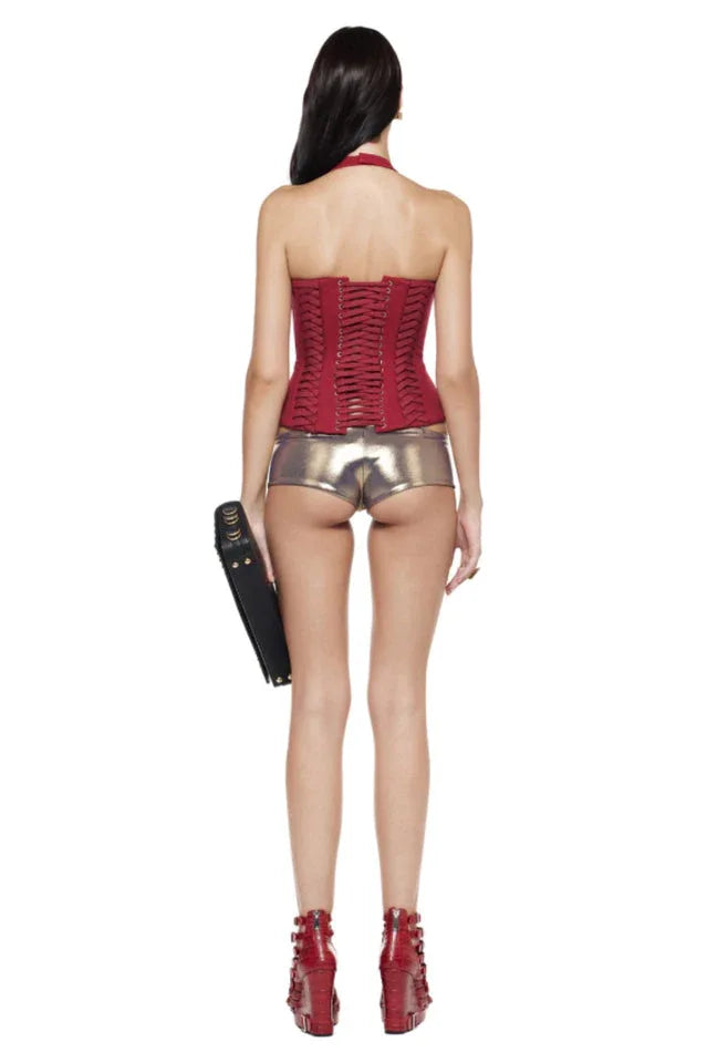 Celleen Halter Lace Up Corset - View 7 | TEVQA