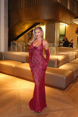 Marjorie Red Rose Lace Halter Maxi Dress | Dress In Beauty