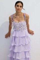 Clara Diamante Flower Tiered Slip Dress | Dress In Beauty