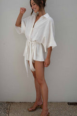 Loose Sleeve Tie Waist Romper | Dress In Beauty