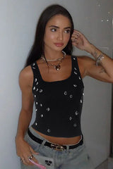 Ribbed Crystal Tank Top - View 8 | TEVQA