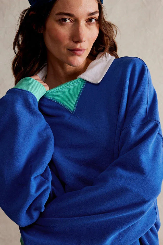 Comfy Chic Contrast Trim Oversized Sweatshirt - TEVQA