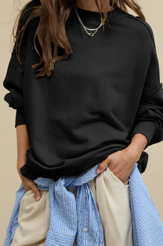 Comfy Chic Raw Seam Oversized Sweatshirt - TEVQA