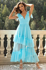 Tulle Ball Dress with Ruffles - TEVQA