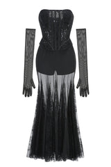 Strapless Lace Corset A Line Dress | Dress In Beauty