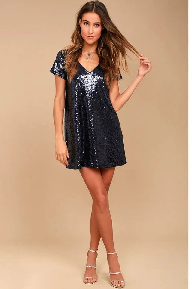 Sequin Shift Dress - View 7 | TEVQA