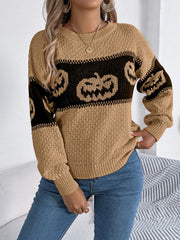 Festive Pumpkin Patch Knit Sweater - View 7 | TEVQA