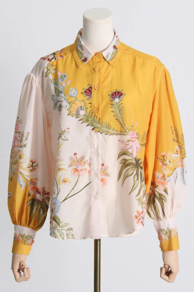 Floral Linen Shirt and Wide Leg Pants Set - View 10 | TEVQA
