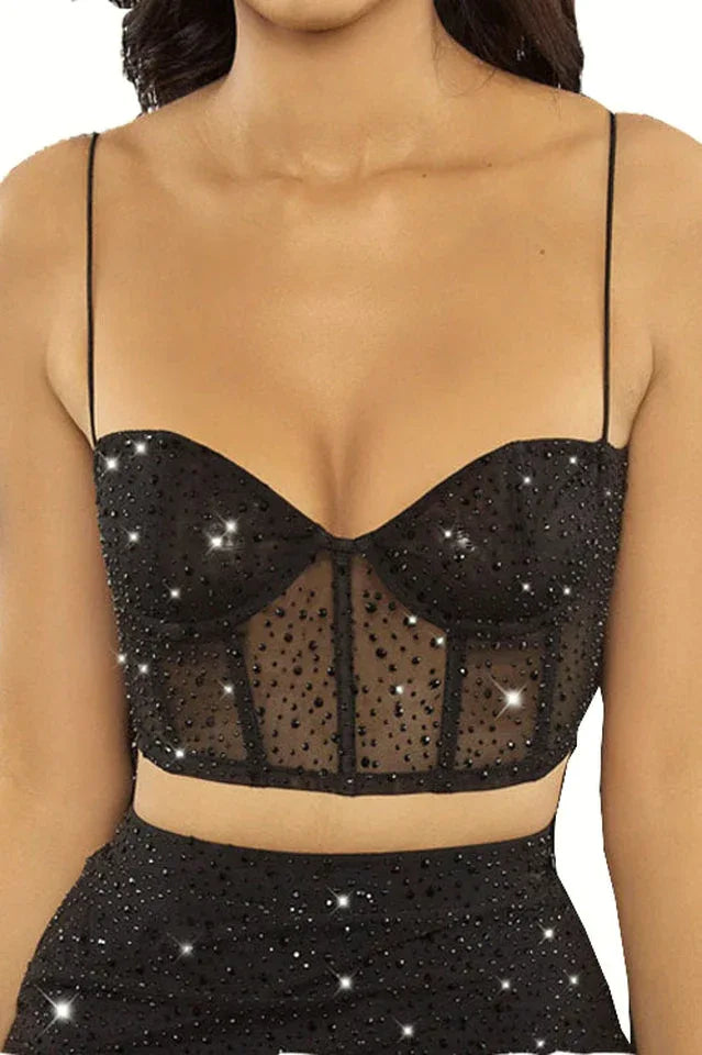 Tropical Dream Embellished Bustier Crop Top - TEVQA